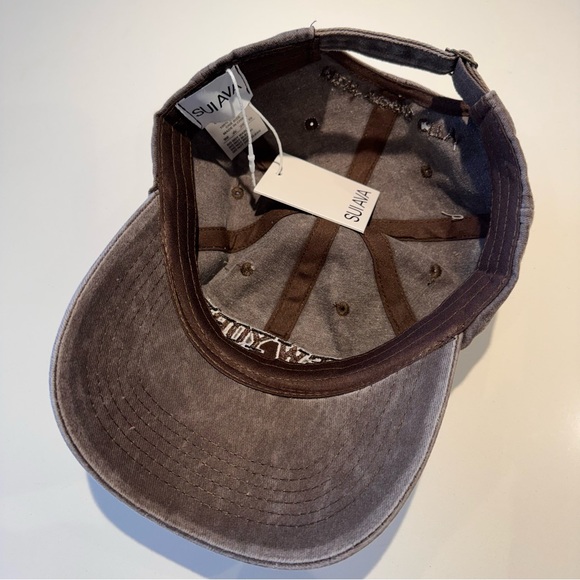 NWT SUI AVA New York Embroidered Baseball Cap - Brown - Picture 5 of 6